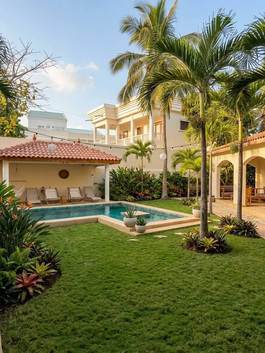Jardin et piscine après home staging virtuel BaayStudio